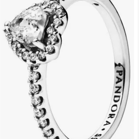 Pandora Women's Sterling Silver Heart Cubic Zirconia Promise Ring Size 7 - Picture 3 of 3